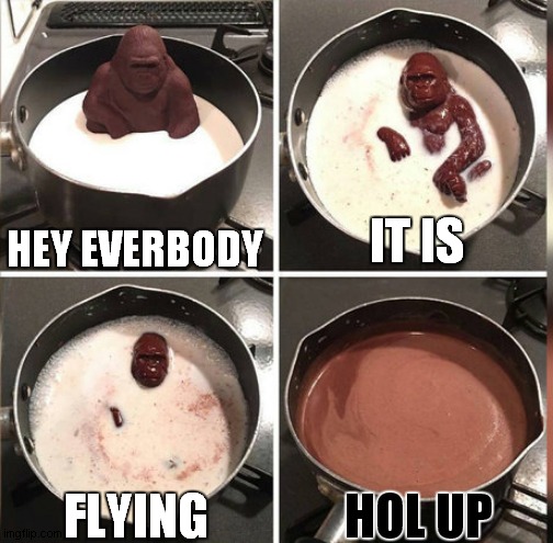 monke die | HEY EVERBODY; IT IS; HOL UP; FLYING | image tagged in hey kid i don't have much time,monke,flying gorilla,hahaha,funny | made w/ Imgflip meme maker