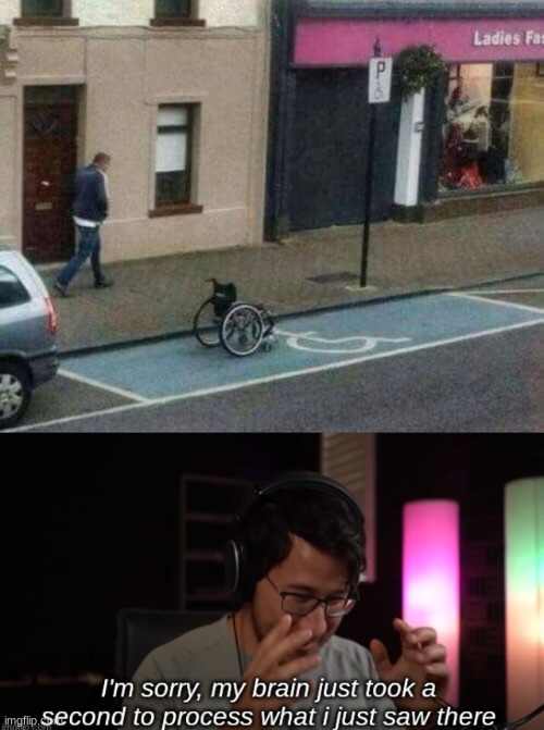 Wait a minute... wtf?! | image tagged in what i just saw there markiplier,wtf,wheelchair | made w/ Imgflip meme maker