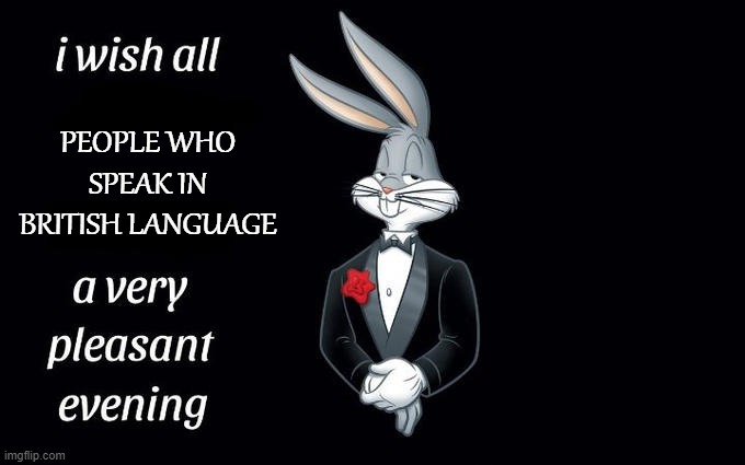 oi | PEOPLE WHO SPEAK IN BRITISH LANGUAGE | image tagged in i wish all the x a very pleasant evening | made w/ Imgflip meme maker