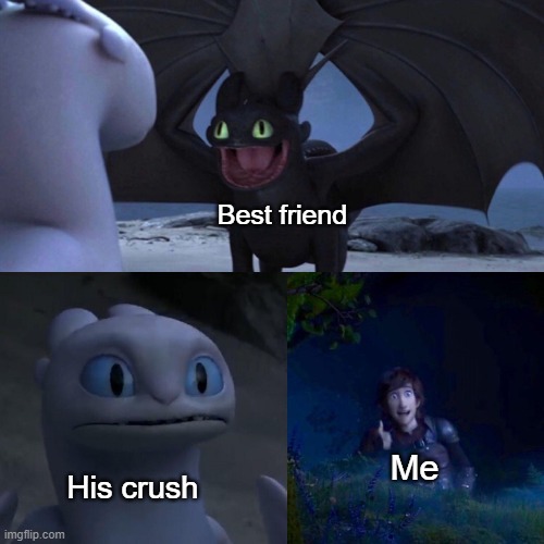 night fury | Best friend His crush Me | image tagged in night fury | made w/ Imgflip meme maker