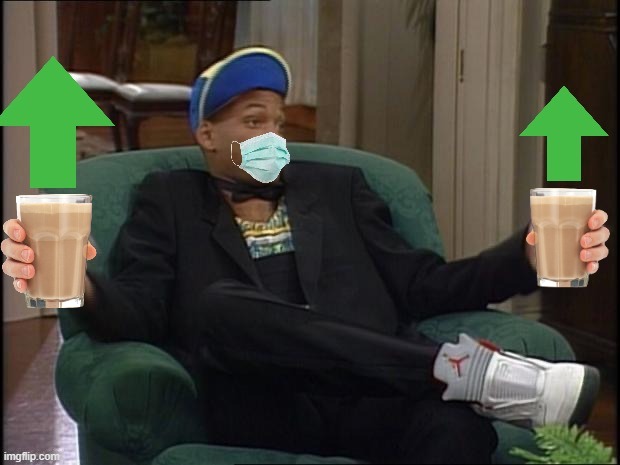 High Quality Will Smith whatever w/ face mask upvotes choccy milk Blank Meme Template