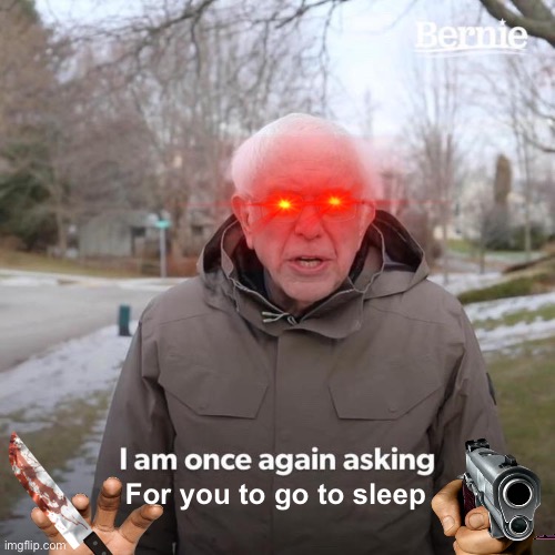 Bernie I Am Once Again Asking For Your Support Meme | For you to go to sleep | image tagged in memes,bernie i am once again asking for your support | made w/ Imgflip meme maker