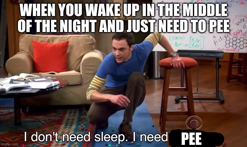 ( ͡° ͜ʖ ͡°) | WHEN YOU WAKE UP IN THE MIDDLE OF THE NIGHT AND JUST NEED TO PEE; PEE | image tagged in i don't need sleep i need answers | made w/ Imgflip meme maker