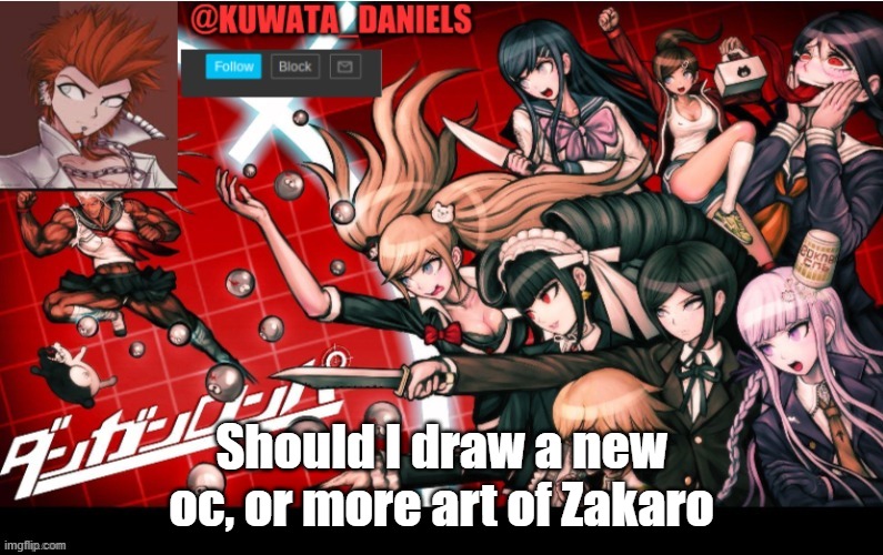 Should I draw a new oc, or more art of Zakaro | made w/ Imgflip meme maker