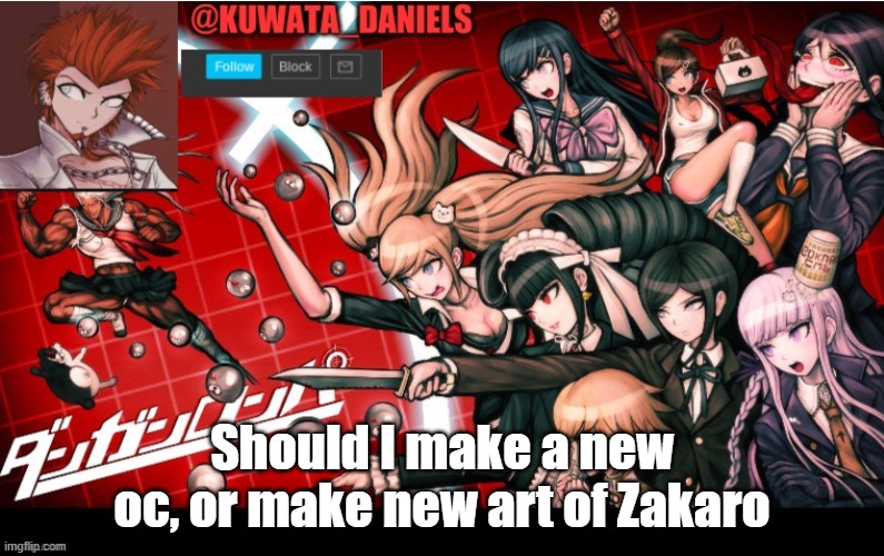 Should I make a new oc, or make new art of Zakaro | made w/ Imgflip meme maker