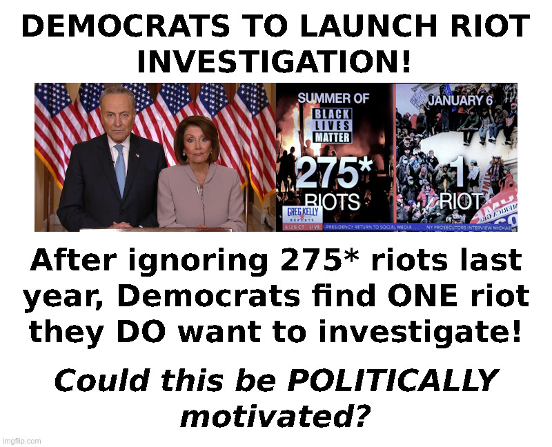 Democrats To Launch Riot Investigation! | image tagged in democrats,chuck schumer,nancy pelosi,black lives matter,riots,okay | made w/ Imgflip meme maker