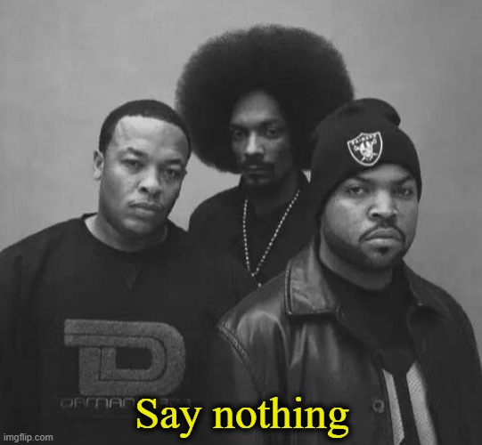 Respect. | Say nothing | image tagged in rap,dr dre,snoop dogg,ice cube | made w/ Imgflip meme maker