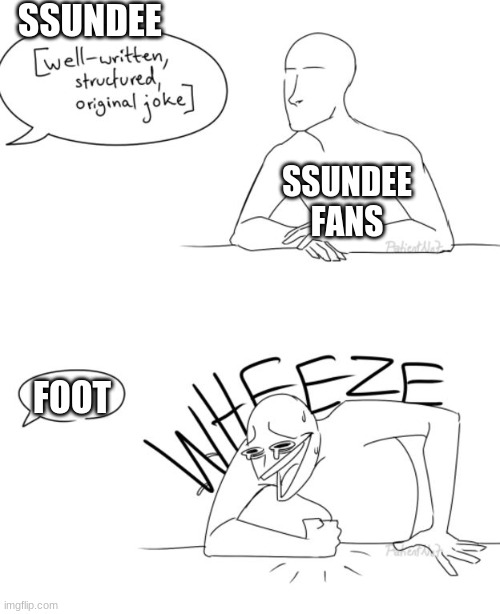 Wheeze | SSUNDEE; SSUNDEE FANS; FOOT | image tagged in wheeze,ssundee | made w/ Imgflip meme maker