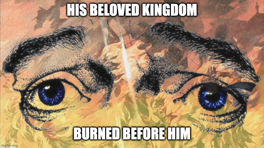 HIS BELOVED KINGDOM; BURNED BEFORE HIM | image tagged in germany,world war 2,history,art | made w/ Imgflip meme maker