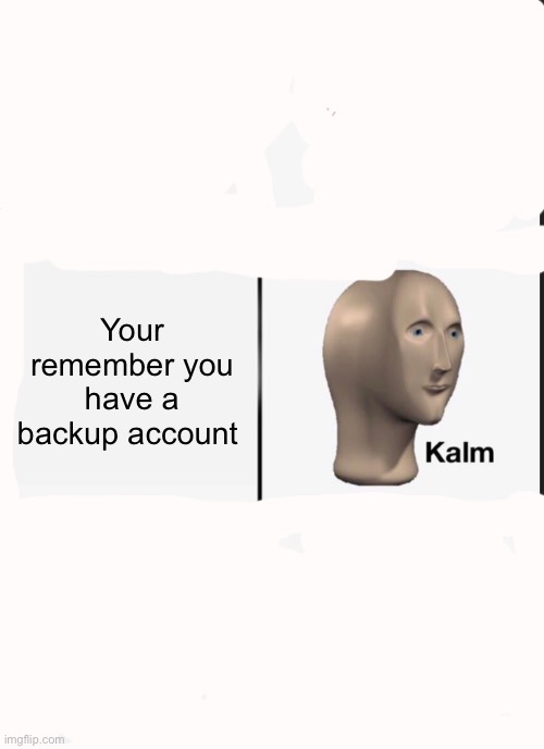 Your remember you have a backup account | image tagged in memes,panik kalm panik | made w/ Imgflip meme maker