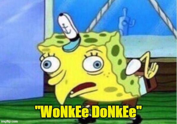 Wonkiiiiiiiii donkiiiiiiiiiiiii | "WoNkEe DoNkEe" | image tagged in memes,mocking spongebob | made w/ Imgflip meme maker