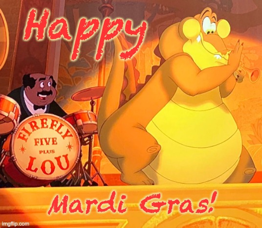 Wild gator party | Happy; Mardi Gras! | image tagged in aligator,disney,holiday,mardi gras | made w/ Imgflip meme maker