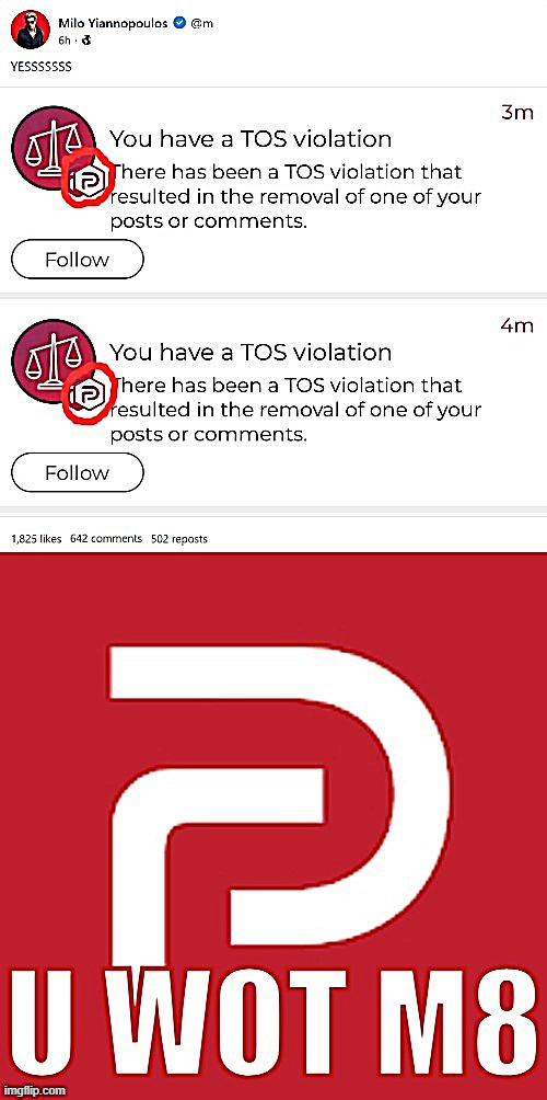 Imagine violating the TOS on freaking Parler. (Imagine being proud of it.) [Imagine liking this post] | made w/ Imgflip meme maker