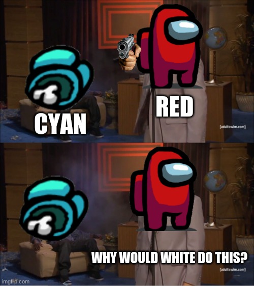Who Killed Hannibal | RED; CYAN; WHY WOULD WHITE DO THIS? | image tagged in memes,who killed hannibal,among us,among us blame | made w/ Imgflip meme maker