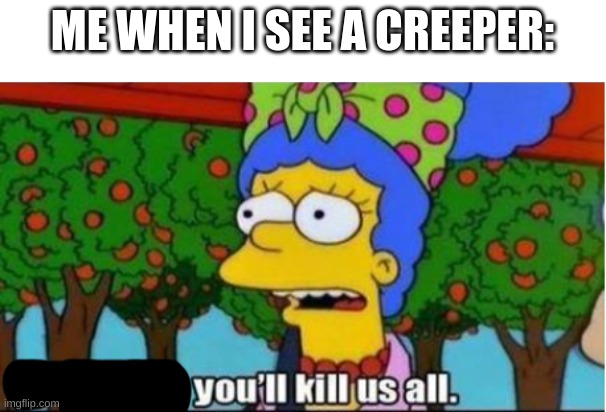 I hate creepers | ME WHEN I SEE A CREEPER: | image tagged in you'll kill us all,homer simpson | made w/ Imgflip meme maker