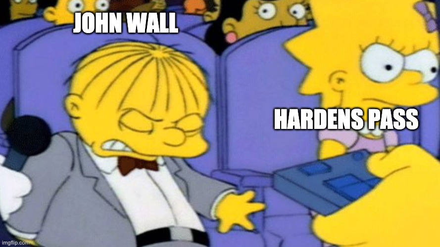 Ralph Wiggum heartbreak | JOHN WALL; HARDENS PASS | image tagged in ralph wiggum heartbreak,NBAPodcasts | made w/ Imgflip meme maker