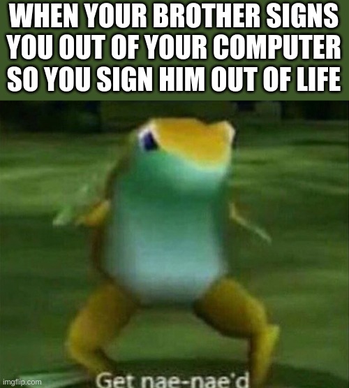 Nae Nae Real Smooth | WHEN YOUR BROTHER SIGNS YOU OUT OF YOUR COMPUTER SO YOU SIGN HIM OUT OF LIFE | image tagged in get nae-nae'd | made w/ Imgflip meme maker