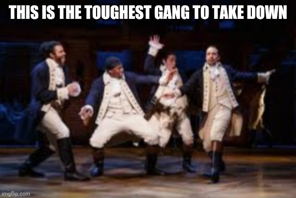 History time | THIS IS THE TOUGHEST GANG TO TAKE DOWN | image tagged in hamilton gamg | made w/ Imgflip meme maker