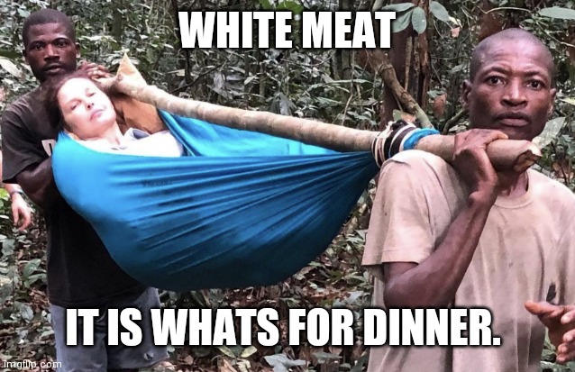Bad luck | WHITE MEAT; IT IS WHATS FOR DINNER. | image tagged in dinner,bad day,bad idea | made w/ Imgflip meme maker