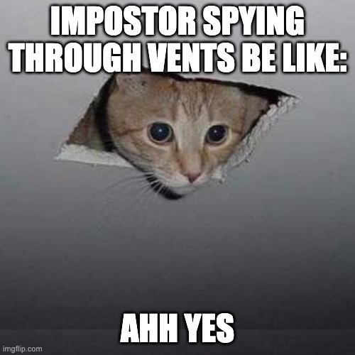 Ceiling Cat Meme | IMPOSTOR SPYING THROUGH VENTS BE LIKE:; AHH YES | image tagged in memes,ceiling cat | made w/ Imgflip meme maker