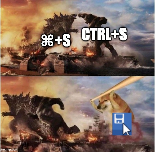 Kong Godzilla Doge | CTRL+S; ⌘+S | image tagged in kong godzilla doge | made w/ Imgflip meme maker