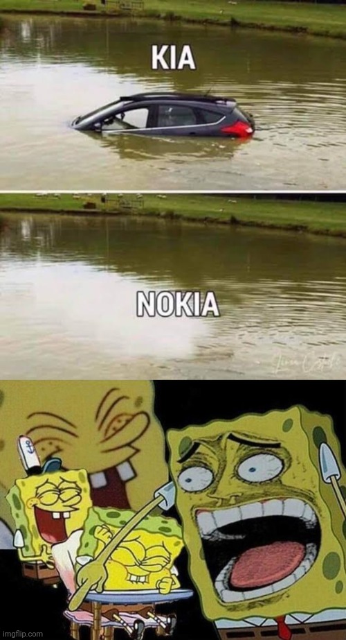 kia-nokia | image tagged in spongebob laughing hysterically,nokia,lol | made w/ Imgflip meme maker