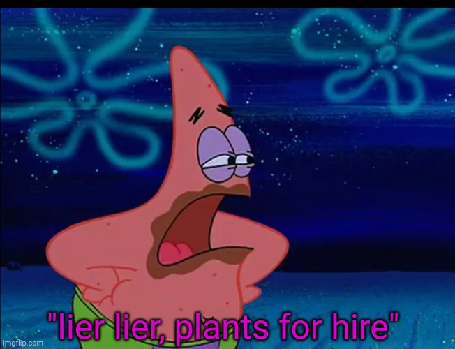 "lier lier, plants for hire" | made w/ Imgflip meme maker