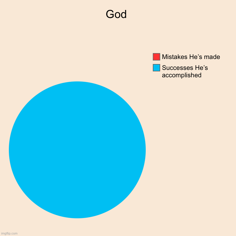 God | Successes He’s accomplished, Mistakes He’s made | image tagged in charts,pie charts | made w/ Imgflip chart maker
