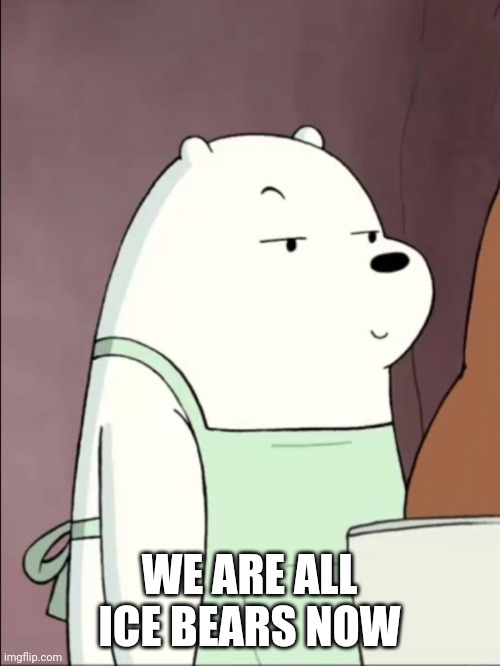 We Bare Bears Ice Bear Smug | WE ARE ALL ICE BEARS NOW | image tagged in we bare bears ice bear smug | made w/ Imgflip meme maker