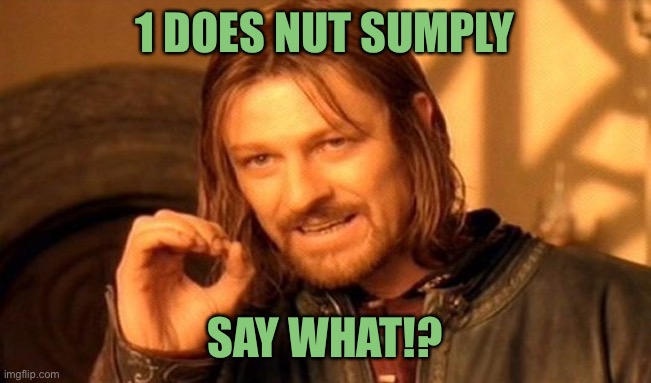 One Does Not Simply Meme | 1 DOES NUT SUMPLY SAY WHAT!? | image tagged in memes,one does not simply | made w/ Imgflip meme maker