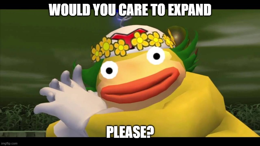 Yellow smiling ape | WOULD YOU CARE TO EXPAND; PLEASE? | image tagged in ape,ape escape,yellow | made w/ Imgflip meme maker