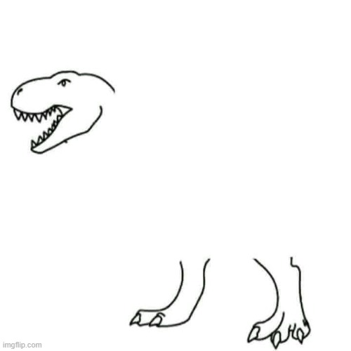 My dino lost half of his body, can you make it for him, Share your art and this link to your friends so we can see theirs too... | made w/ Imgflip meme maker