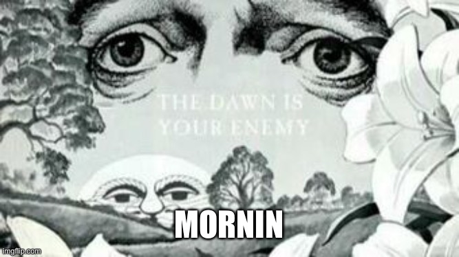 The Dawn is your enemy | MORNIN | image tagged in the dawn is your enemy | made w/ Imgflip meme maker