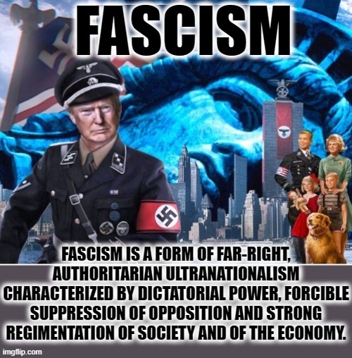 FASCISM | FASCISM | image tagged in fascism,authoritarian,nationalism,dictator,suppression,regimentation | made w/ Imgflip meme maker