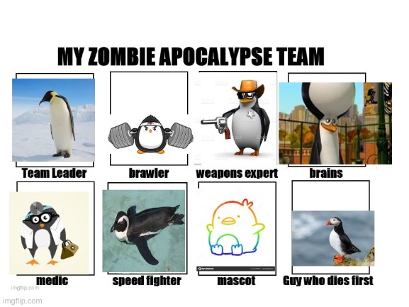 read my name | image tagged in penguin,penguins,penguin gang,my zombie apocalypse team,zombies | made w/ Imgflip meme maker