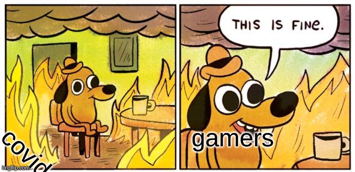 This Is Fine Meme | gamers; covid | image tagged in memes,this is fine | made w/ Imgflip meme maker