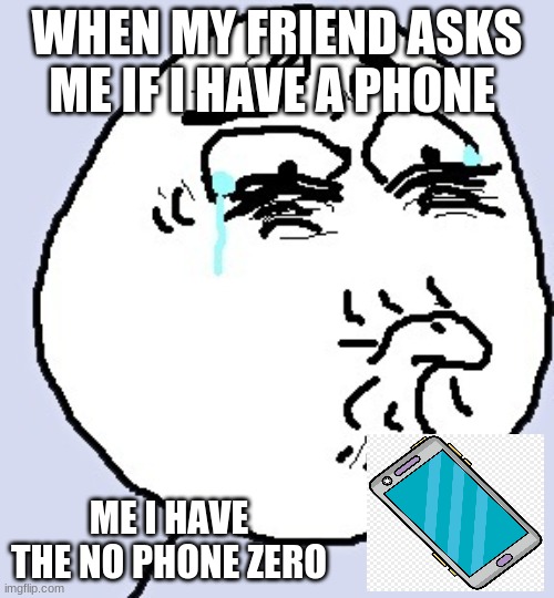 No phone zero | WHEN MY FRIEND ASKS ME IF I HAVE A PHONE; ME I HAVE THE NO PHONE ZERO | image tagged in sad phone | made w/ Imgflip meme maker