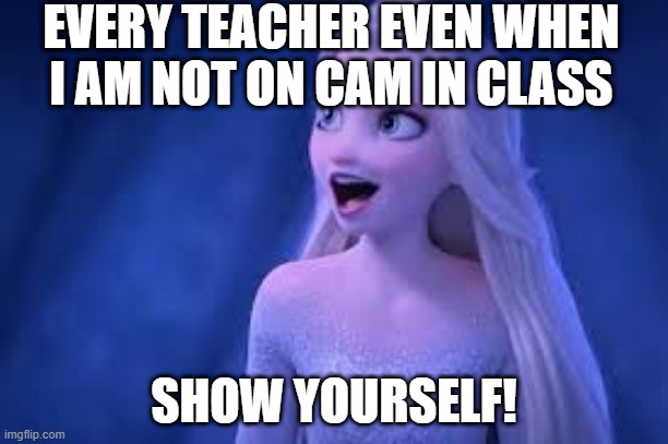 show yourself | EVERY TEACHER EVEN WHEN I AM NOT ON CAM IN CLASS; SHOW YOURSELF! | image tagged in show yourself,memes,so true memes | made w/ Imgflip meme maker