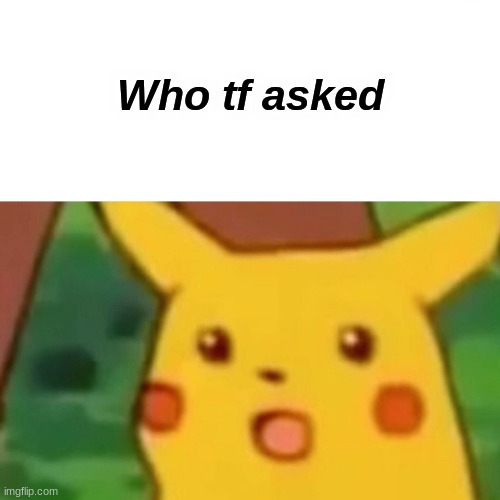 Who tf asked | image tagged in memes,surprised pikachu | made w/ Imgflip meme maker