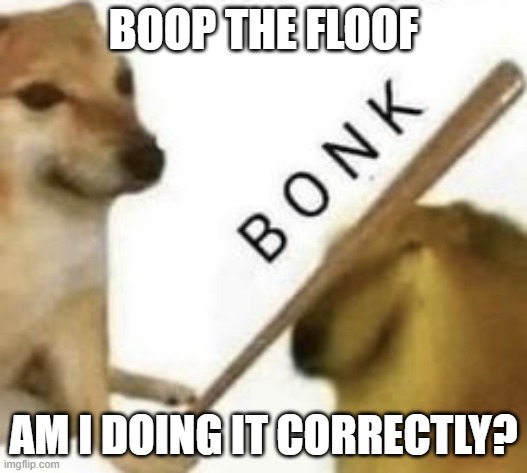 oof | BOOP THE FLOOF; AM I DOING IT CORRECTLY? | image tagged in bonk | made w/ Imgflip meme maker