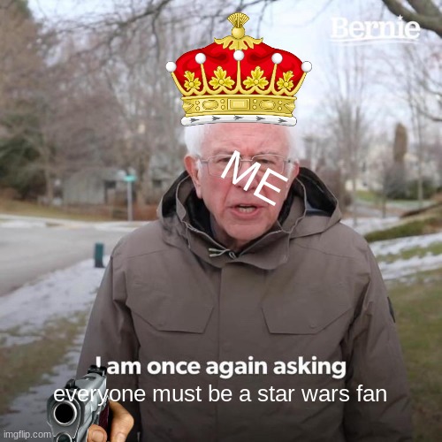Bernie I Am Once Again Asking For Your Support Meme | ME everyone must be a star wars fan | image tagged in memes,bernie i am once again asking for your support | made w/ Imgflip meme maker