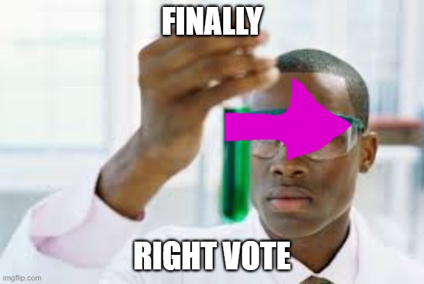 FINALLY | FINALLY; RIGHT VOTE | image tagged in finally | made w/ Imgflip meme maker