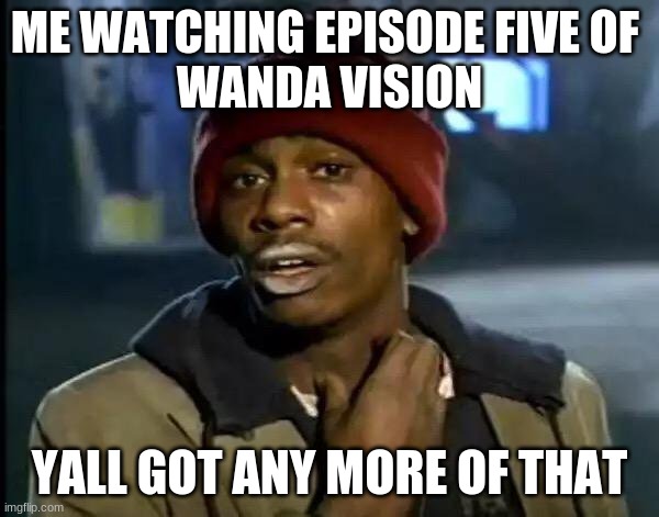 Y'all Got Any More Of That Meme | ME WATCHING EPISODE FIVE OF 
WANDA VISION; YALL GOT ANY MORE OF THAT | image tagged in memes,y'all got any more of that | made w/ Imgflip meme maker