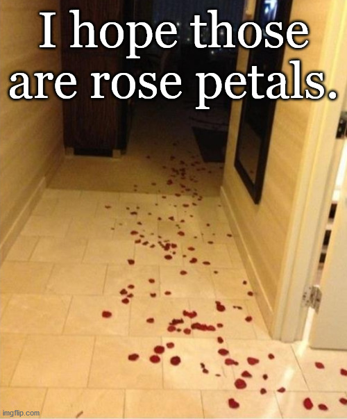 What are your ideas? | I hope those are rose petals. | image tagged in blood,roses are red,totally looks like | made w/ Imgflip meme maker