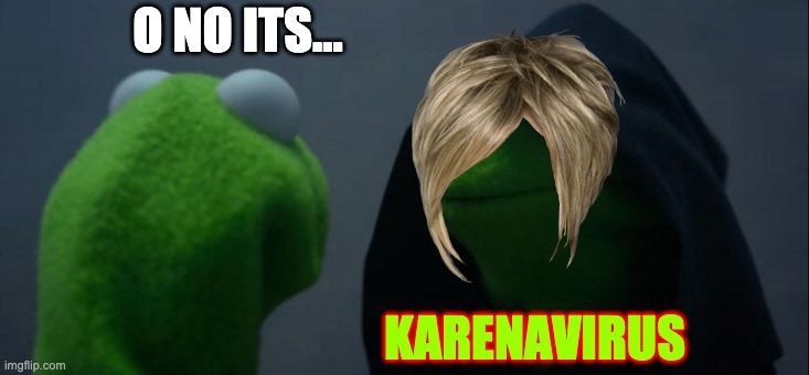 Evil Kermit | O NO ITS... KARENAVIRUS | image tagged in memes,evil kermit | made w/ Imgflip meme maker