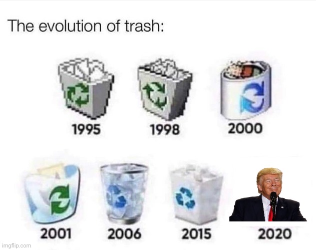 The evolution of trash | image tagged in the evolution of trash,donald trump,joe biden 2020 | made w/ Imgflip meme maker