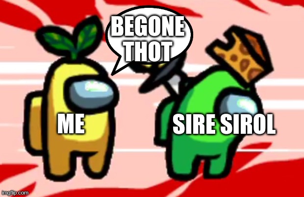 Among Us Stab | ME SIRE SIROL BEGONE THOT | image tagged in among us stab | made w/ Imgflip meme maker