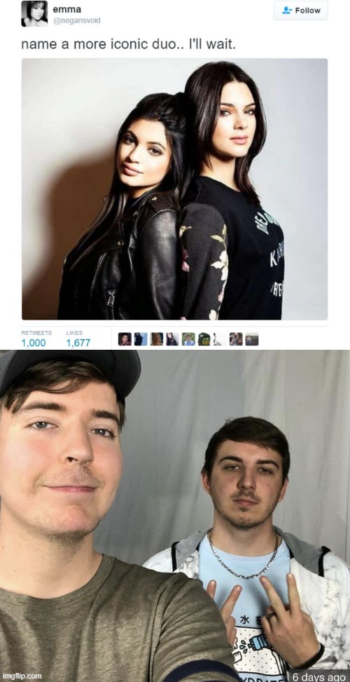 SUB 2 MrBeast | image tagged in name a more iconic duo | made w/ Imgflip meme maker