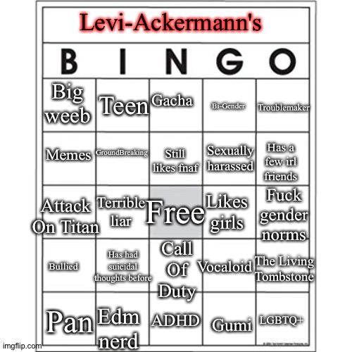 B i n g o Blank Meme Template