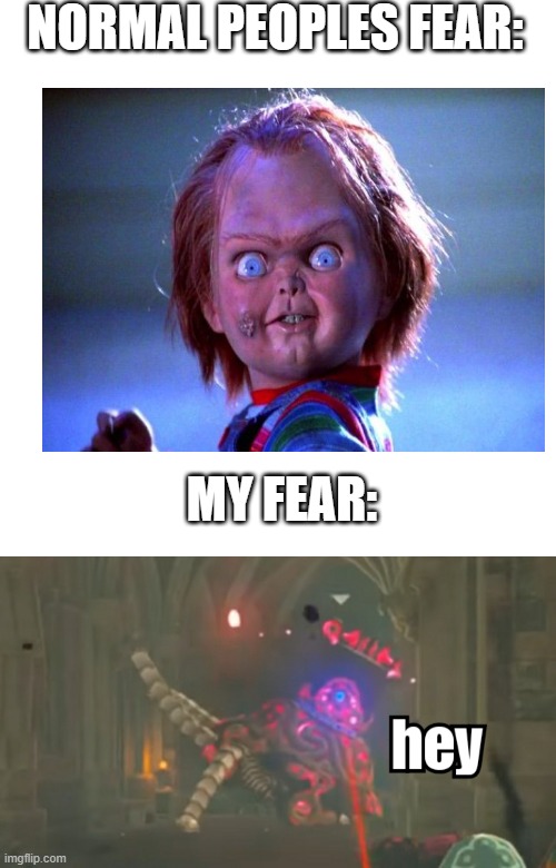 NORMAL PEOPLES FEAR:; MY FEAR: | image tagged in memes,blank transparent square,guardian hey | made w/ Imgflip meme maker